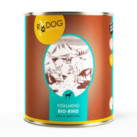 Dog Accessories Wet pet food RyDog Vital Menu Organic Beef (Vitalmenü Bio-Rind) 800g 6 Piece -1- Anifit