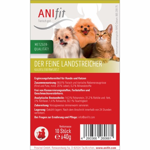 Hond Kat Snacks Kalfsleverworst 10 stuk per 40g 1 Pak -2- Anifit