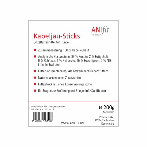 Hund Snacks Kabeljau-Sticks 200g 1 Stück -2- Anifit